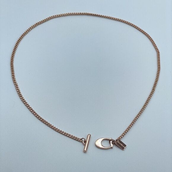 Coach Rose Gold Tone Chain with Toggle Clasp Necklace Classic Statement - Picture 1 of 9